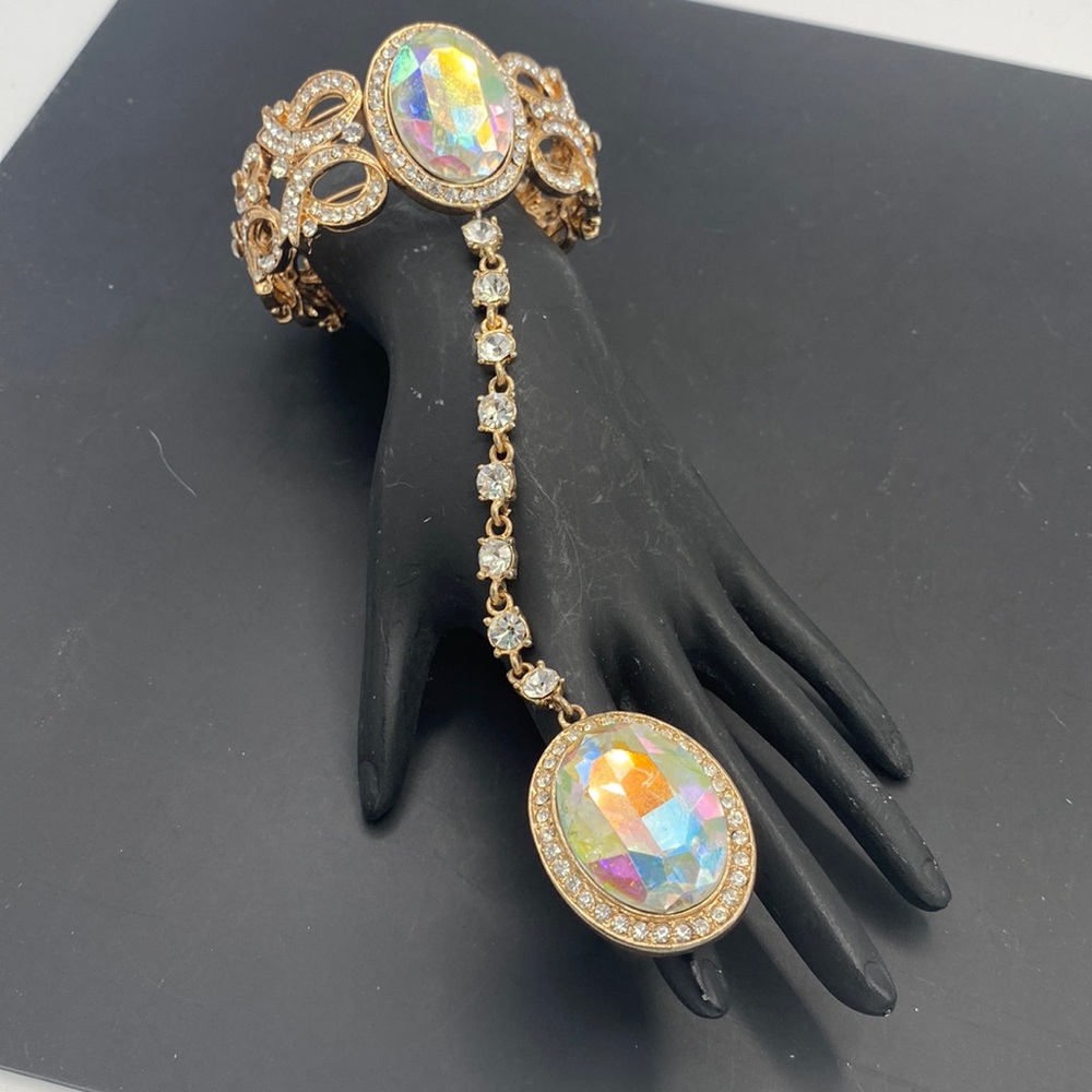 Rhinestone Slave Bracelet Goldtone Adjustable